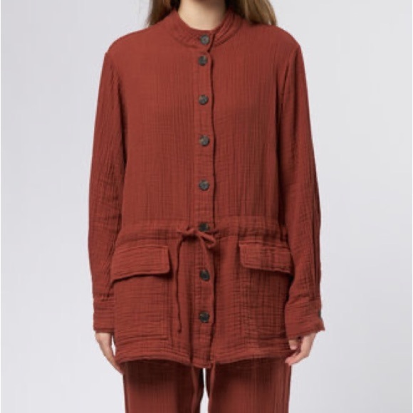 Raquel Allegra Terracotta Utility Jacket Cotton Gauze Size M - Picture 2 of 11